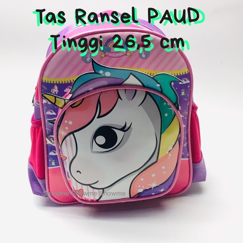 Showme shopee tas ransel anak sekolah PAUD 3D PREMIUM UNICORN MAGIC - KUDA PONY UNICORN - T 10 inci- T26,5 cm