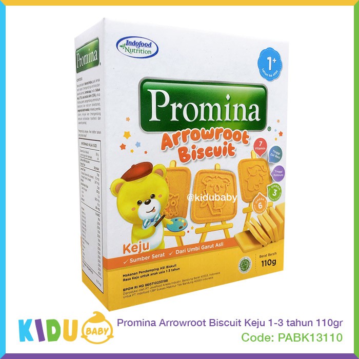 Promina Arrowroot Biscuit Keju Susu 1-3 tahun 110gr Biskuit Bayi Cemilan Bayi Makanan Bayi Kidu Baby