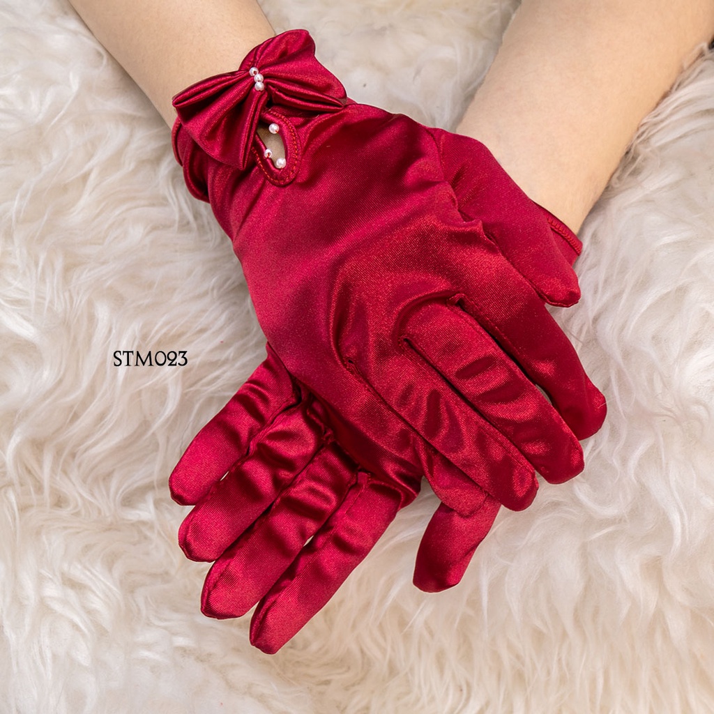 [PRODUCT NEW] SARUNG TANGAN WEDDING GLOVES PESTA SILK PENGANTIN MERAH STM023