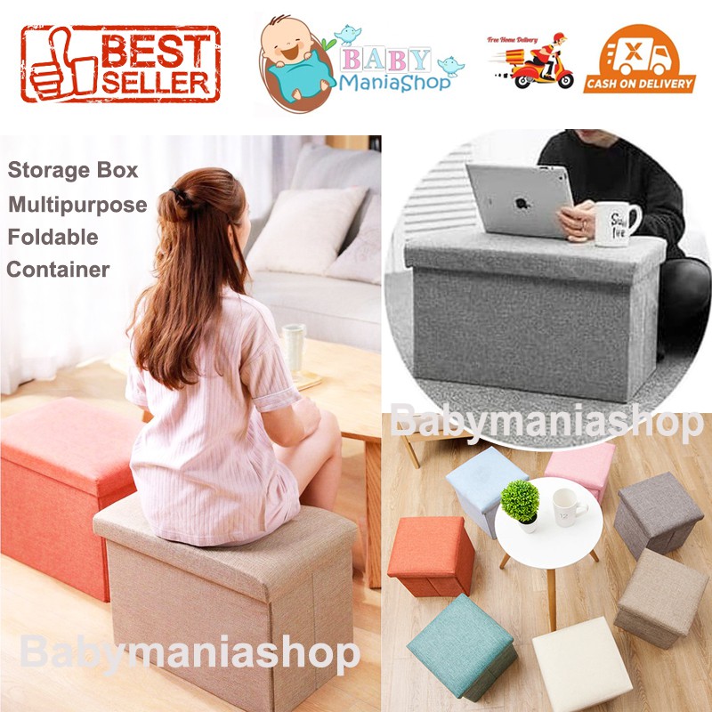 Storage Box Stool Foldable Kotak Penyimpanan Tempat Lipat Sofa Kotak