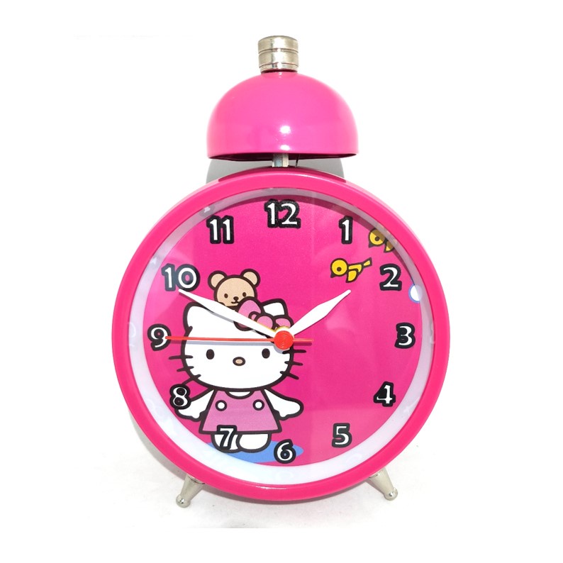 Jam Weker Karakter Doraemon Hello Kitty Bunyi Kring Free Baterai 2871E