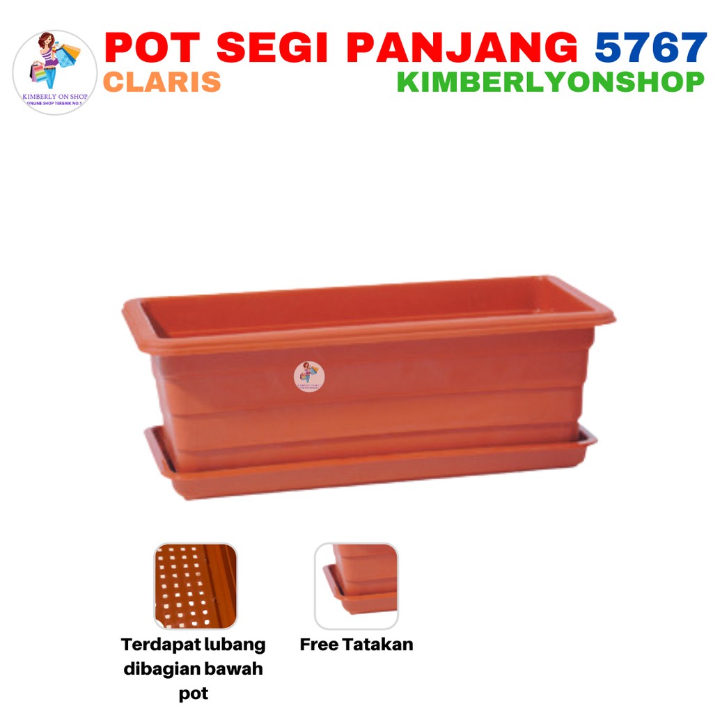 Kimberlyonshop Pot Bunga Segi Panjang  Pot Plastik 5767 Claris