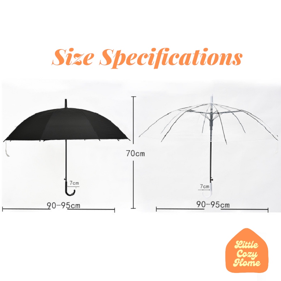 Korean Transparent Umbrella / Payung Transparan Style Korea Jepang Polos Warna Warni Payung Lipat Bening Cantik Payung Rainbow Umbrella Fashionable