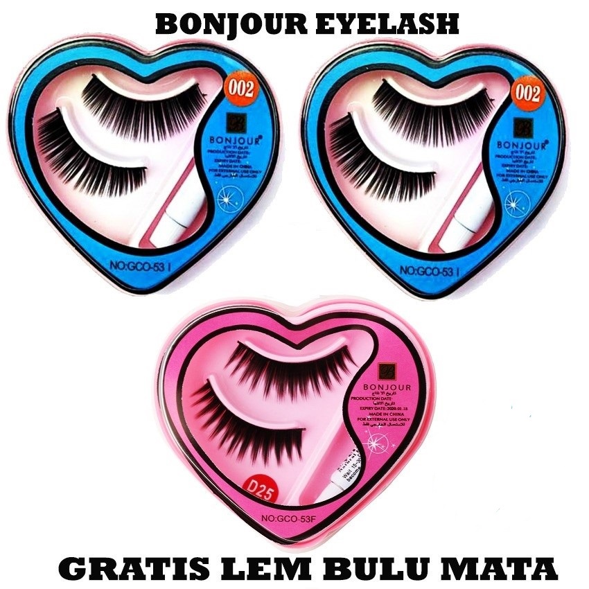 1 Set Bulu Mata Palsu Bonjour Free Lem/Bulu Mata Palsu Natural Bonjour Eyelash Korea Free Lem Untuk Kebutuhan Sehari-hari