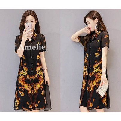 BEST SELLER Dress Import Mini Gaun Pesta Bunga Merah Black Red Yellow Korea Wanita Murah