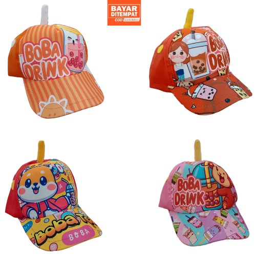 Topi Anak Boba / Boba Cap Usia 1-8 Tahun Laki Perempuan Trucker Hat