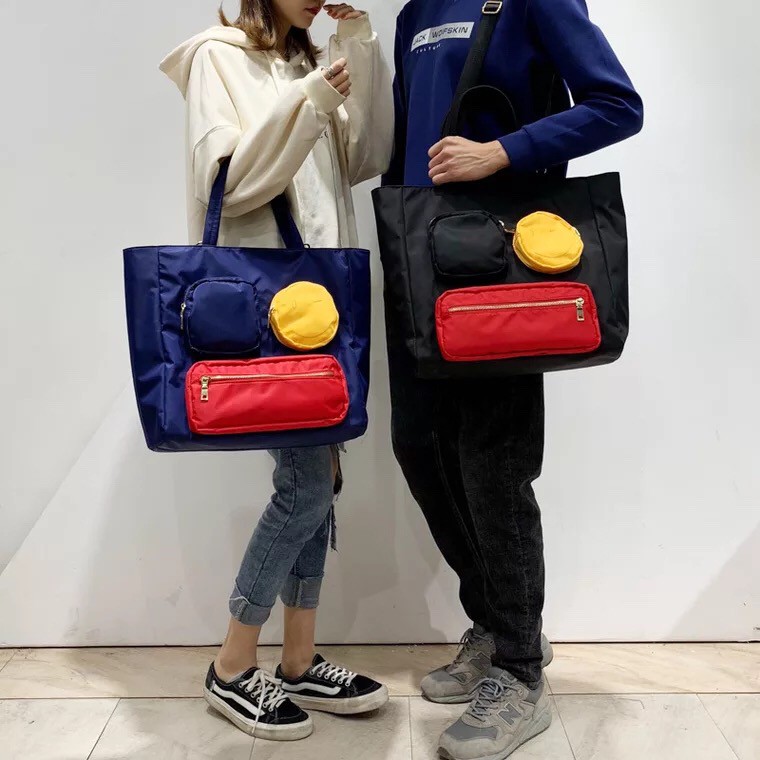 More584 Tas Selempang Bahu Wanita Hindmarch smile Large totebag Nilon Besar travel gym bag Import