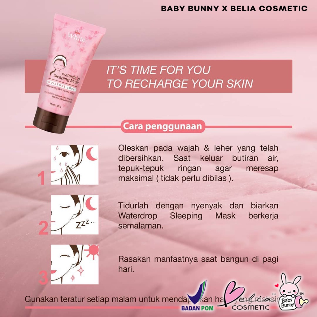 ❤ BELIA ❤ VIVA Waterdrop Sleeping Mask Netto 80g (White cream) | Mask | BPOM