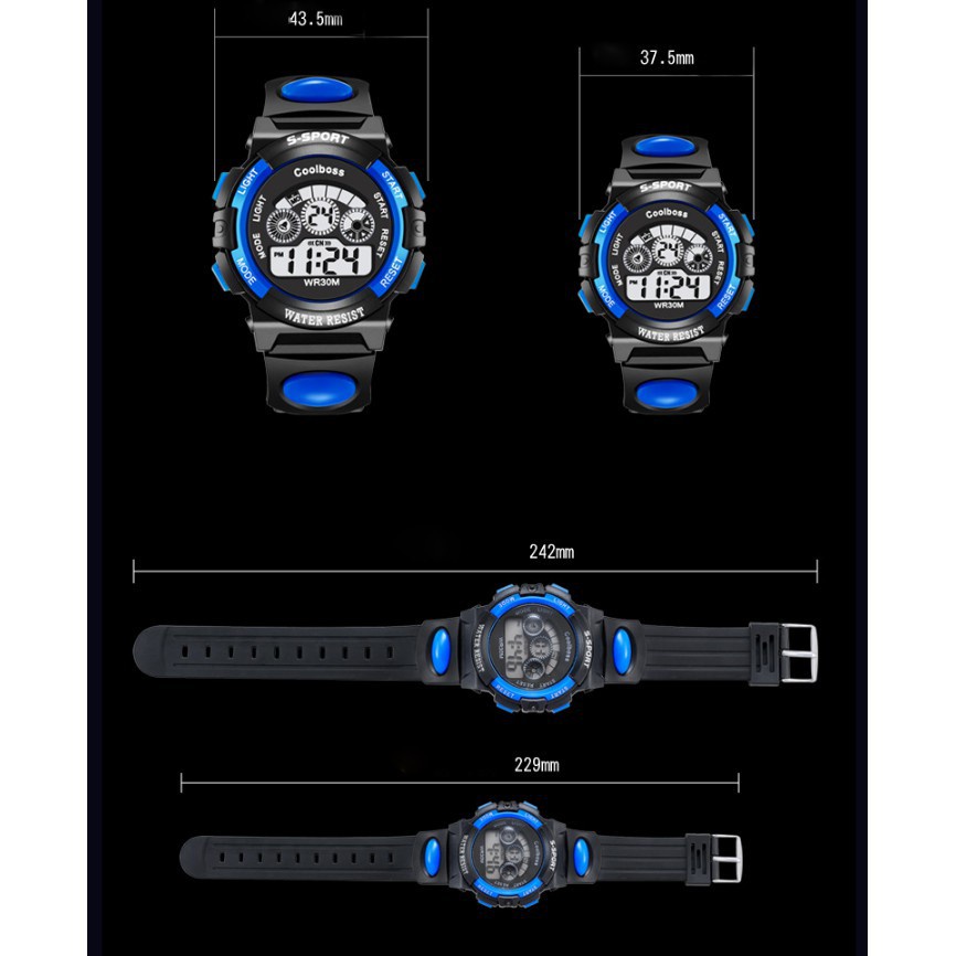 Jam Tangan Pria Olahraga Digital Anti Air Dengan Lampu+Alarm+Tanggal Untuk Anak Laki-Laki/Perempuan