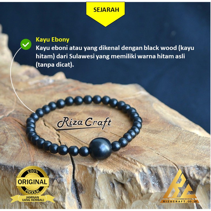 Gelang Tasbih 33 Butir Kayu Ebony Eboni Hitam Black Wood Sulawesi Etnik Unik