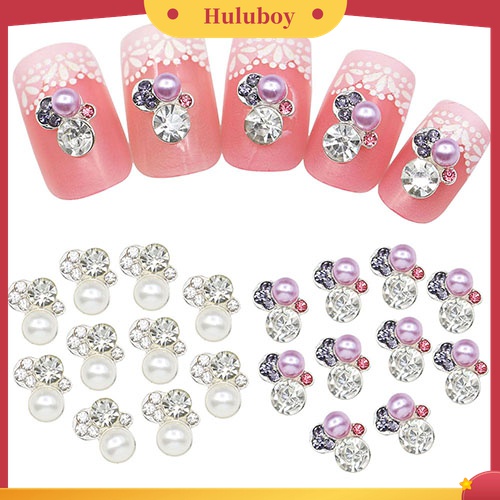 Huluboy Huluboy♡ 10pcs Stiker Kristal Berlian Imitasi Bahan Alloy Untuk Dekorasi Manicure DIY