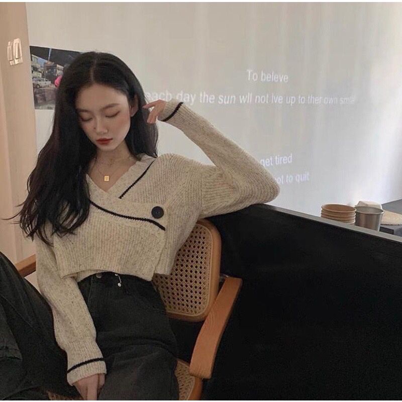 KIMINO Knit Crop - Twist Knit - Atasan rajut-Baju rajut wanita - Atasan Wanita Crop