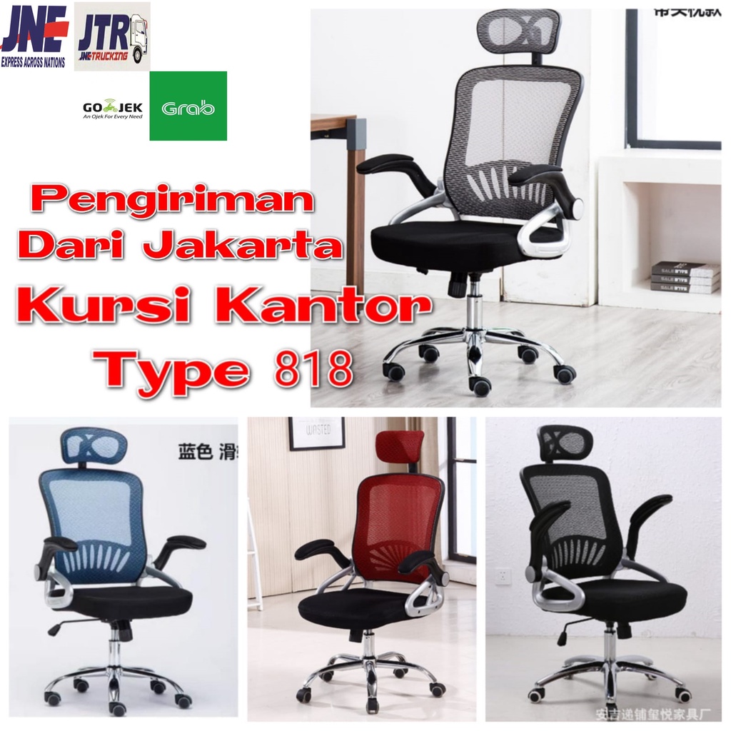 Kursi Kantor Hidrolik Sandaran Kepala Headrest Plus Bantal Kursi Kerja Armrest Naik Turun