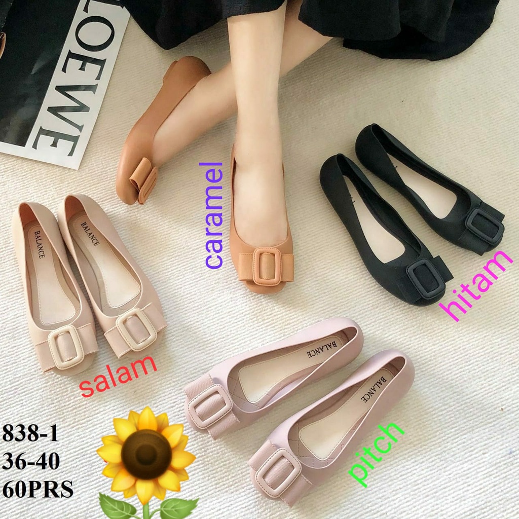 Sepatu Flat Jelly Karet Wanita Perempuan Impor Murah Terbaru Kualitas Premium AGUNG STYLE  BALANCE 1306-5