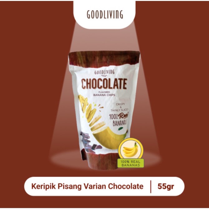 Keripik Pisang Good Living Chocolate 55gr - Banana Chips Chocolate 55g