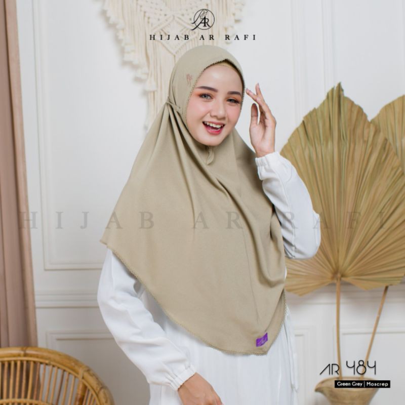 TERBARU ✅ AR 484 HIJAB INSTAN by HIJAB AR RAFI ORIGINAL || INAYAHHIJAB-Green grey