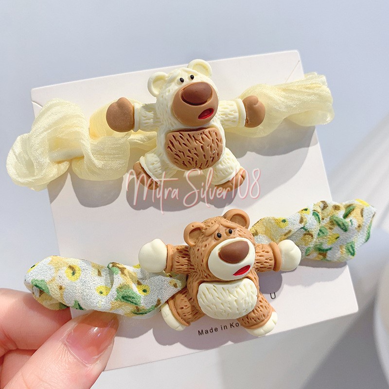 [MS108] KCR 22 IKAT RAMBUT KOREA / KARET BEAR / IKAT RAMBUT BERUANG / SCRUNCHIES IMPORT MURAH | IKAT RAMBUT ANAK | AKSESORIS RAMBUT ANAK