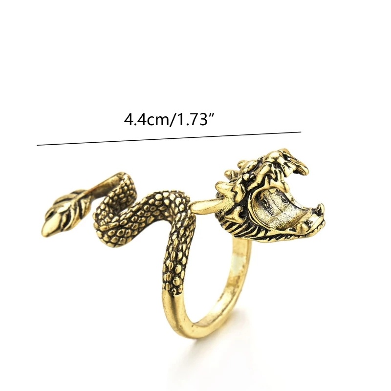 Cincin Bentuk Naga Ular Gaya Vintage Retro Untuk Pria Dan Wanita