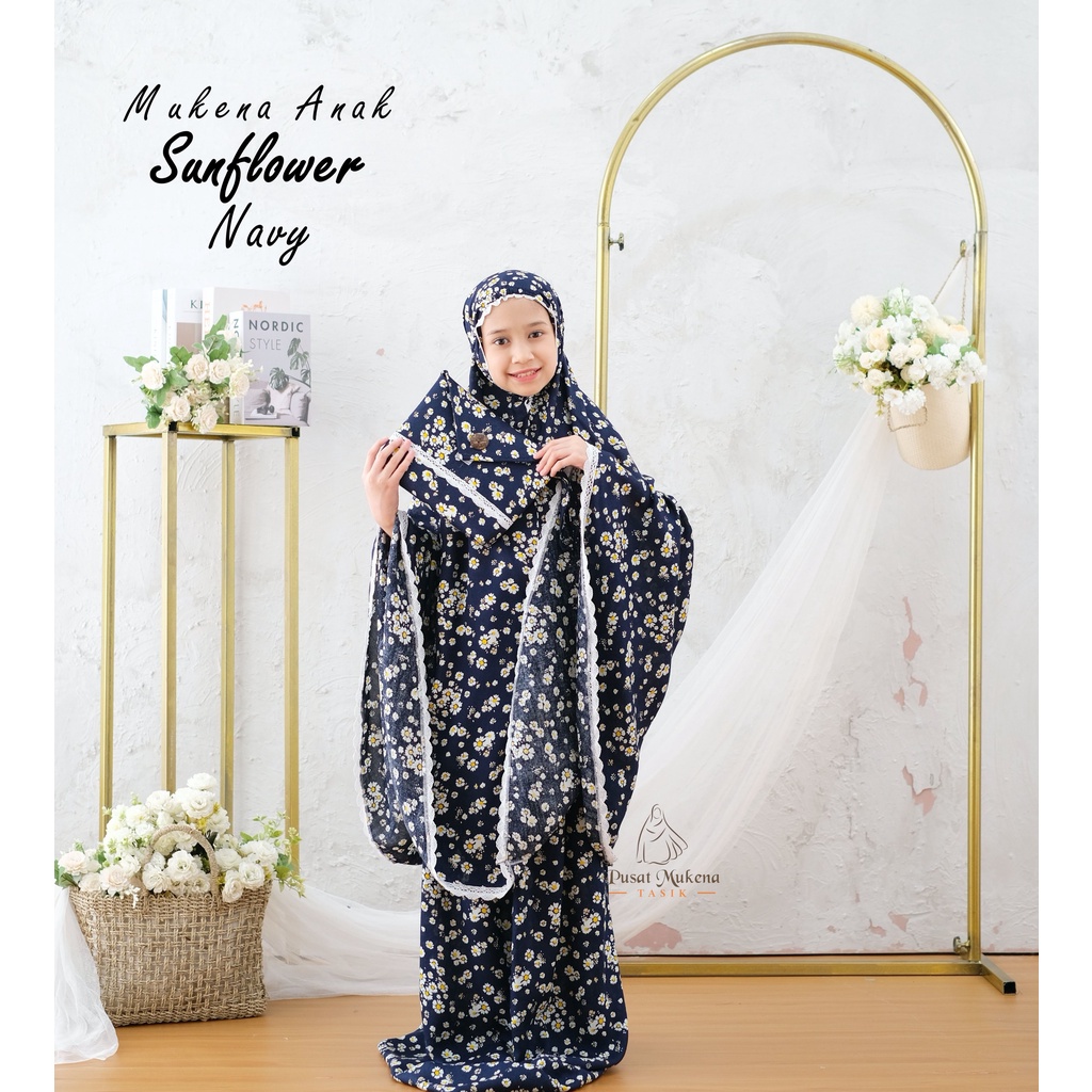 Pusat Beli Mukena Tasik - Mukena Anak (5-12 Tahun) Katun Rayon Bali Sunflower