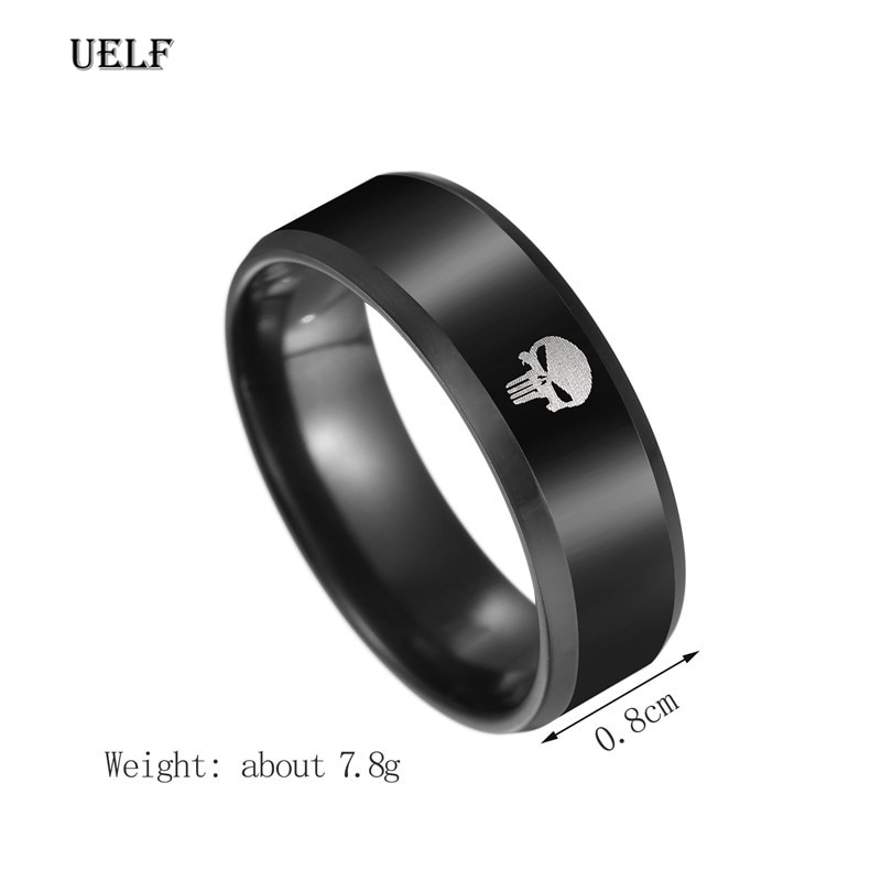 Cincin Desain Tengkorak Bahan Titanium Stainless Steel Warna Hitam Gaya Vintage Untuk Pria