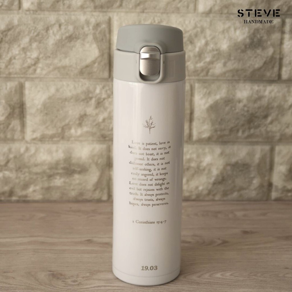 Botol minum stainless termos vacuum tumbler travel mug TM0389 White