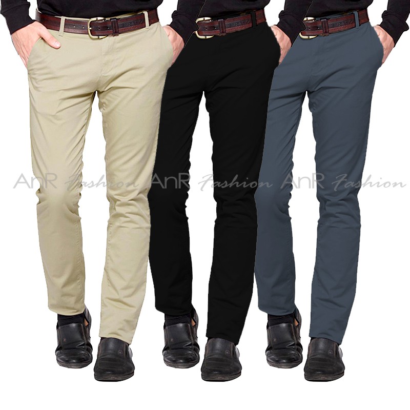 Celana Panjang Standard Reguler Fit Chino Cino Chinos Pria Murah Berkualitas Promo - Krem/Abu/Hitam