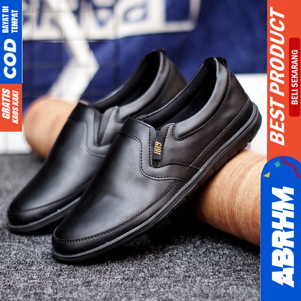 Abrhm Kaijin - Sepatu Slip On Pria Casual Hitam