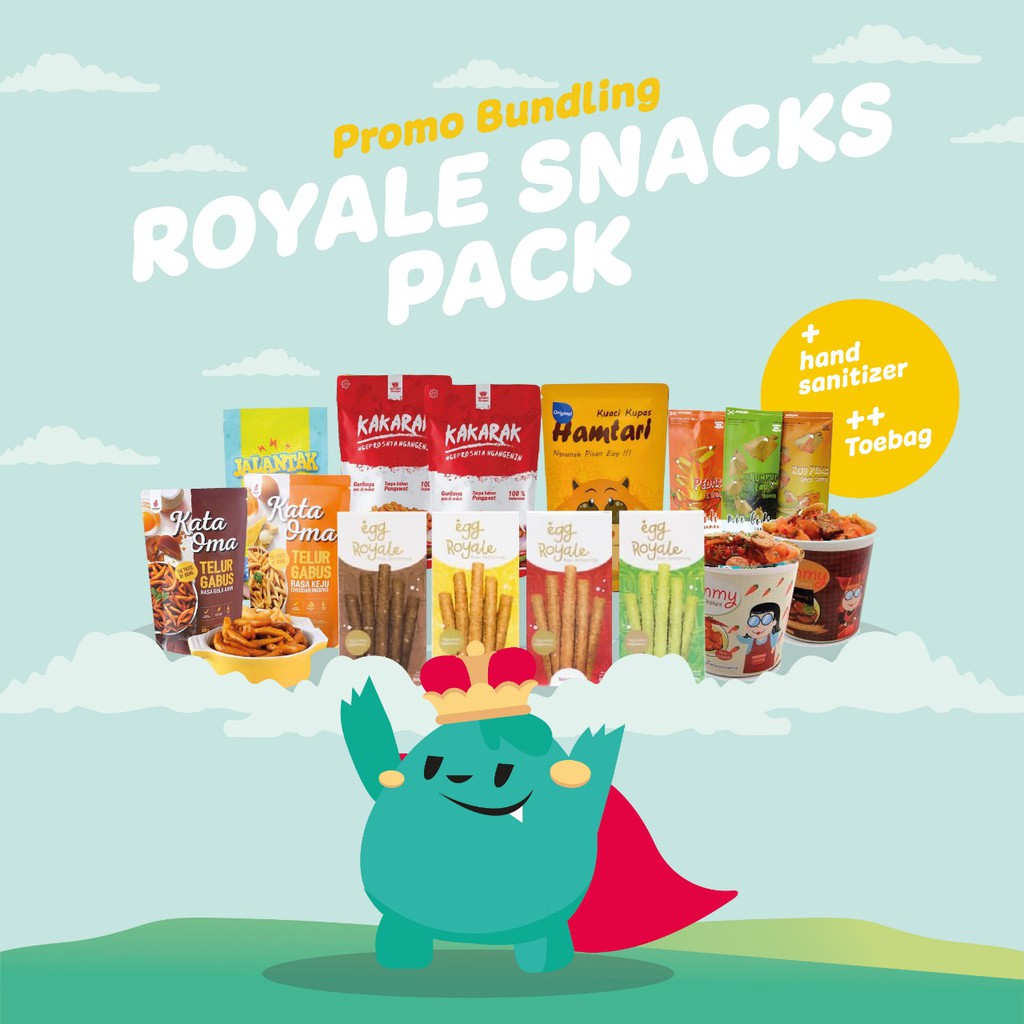 Paket Egg Royale Snacks Pack Kue Semprong 89gr Bonus 6 Camilan lainnya Total 7pcs Snacks