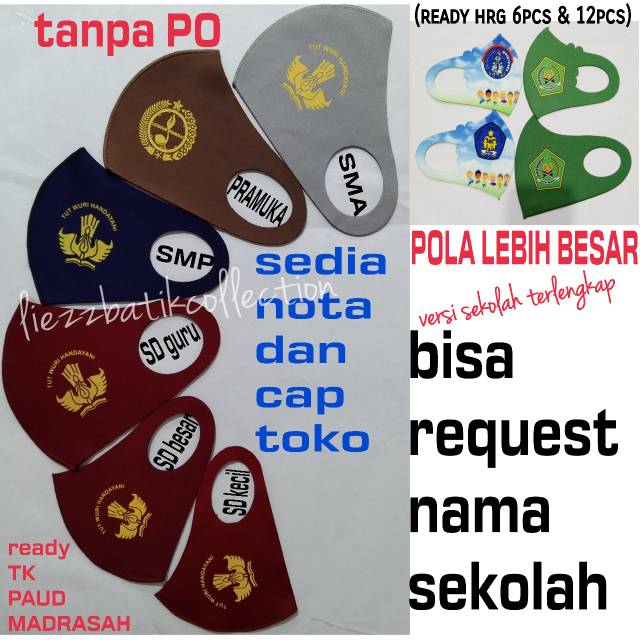  harga  12pcs dan 6pcs masker anak sekolah  SD SMP SMA  