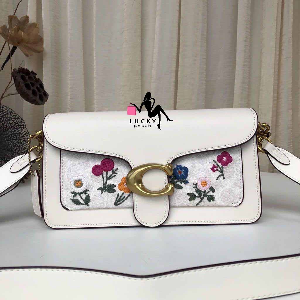 Coach Tabby Shoulder Bag 26 Signature Canvas with Floral Embroidery