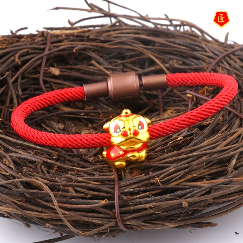 [Ready Stock]3D Golden Lion Lucky Beads Bracelet String Beads