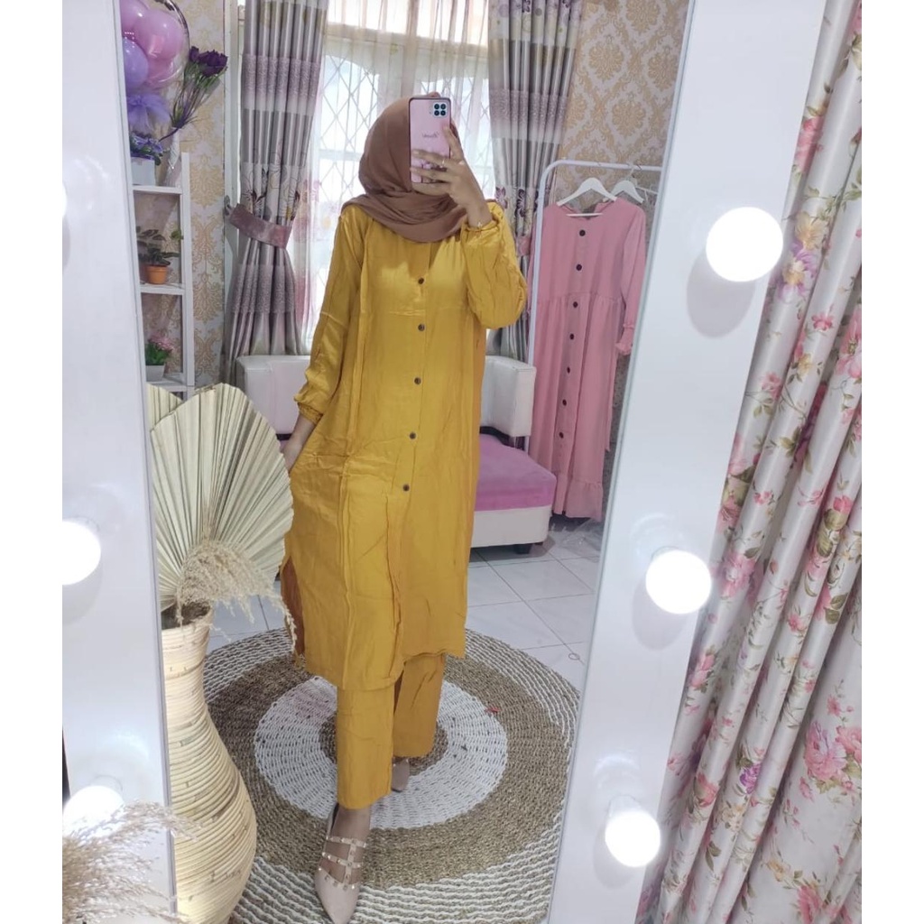 SETELAN LONG TUNIK JUMBO POLOS//Izdihaar_olshop