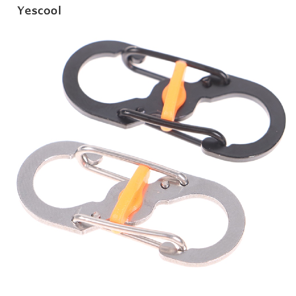 Yescool Outdoor Camping Carabiner Keychain with Lock 8 Shaped S Buckle Climbing Clip .