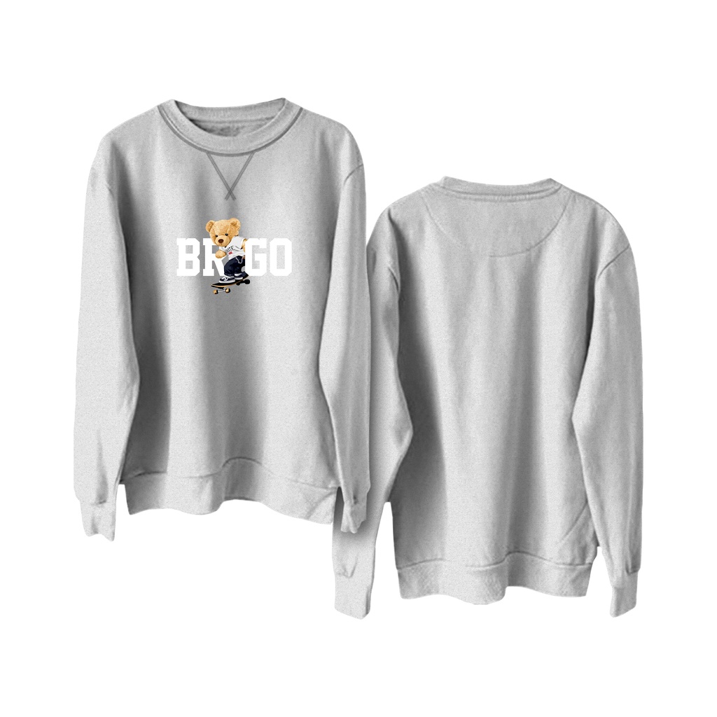 Sweater Crewneck BRIGO Sablon DTF Fleece Cotton || BRIGO Basic Sweatshirt Beruang Skateboard M-XXL (Pria &amp; Wanita) Free stiker&amp;Gantungan Kunci