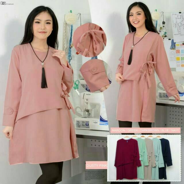 2GI LAYER BLOUSE JUMBO XL BAJU BASIC BIGSIZE WANITA MUSLIM RIBBON TOP KEKINIAN ABG BAJU KULIAH CEWE