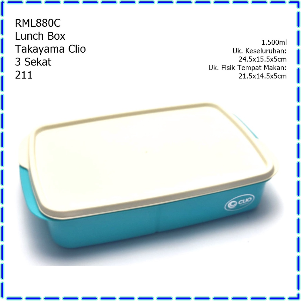 RML880C Lunch Box/Kotak Makan/Bekal Makanan Takayama Clio 3 Sekat 211