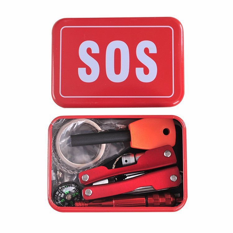 Portable SOS Tool Kit Earthquake OMHADQRE Emergency Onboard Outdoor Survival - Red