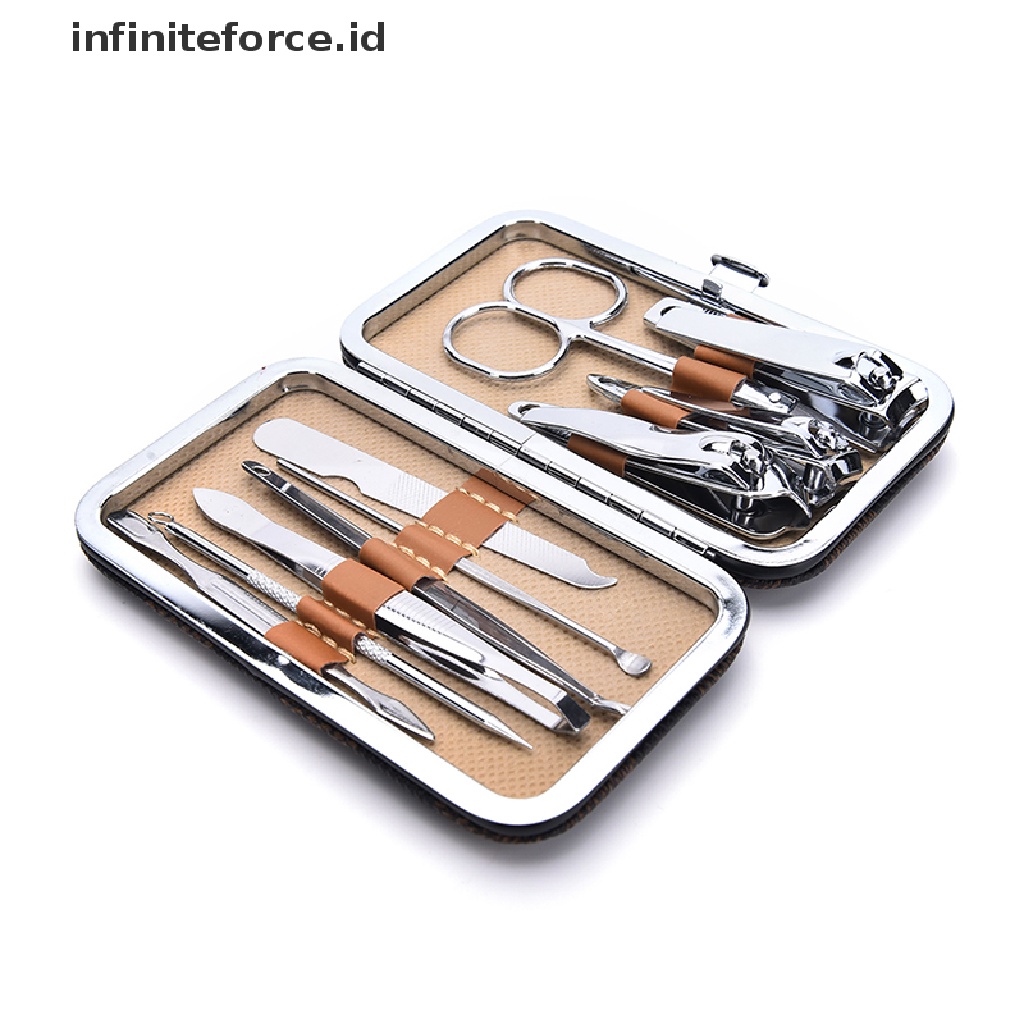 Infiniteforce.id 10pcs / Set Gunting Kuku + Pembersih Kutikula Untuk Manicure / Pedicure