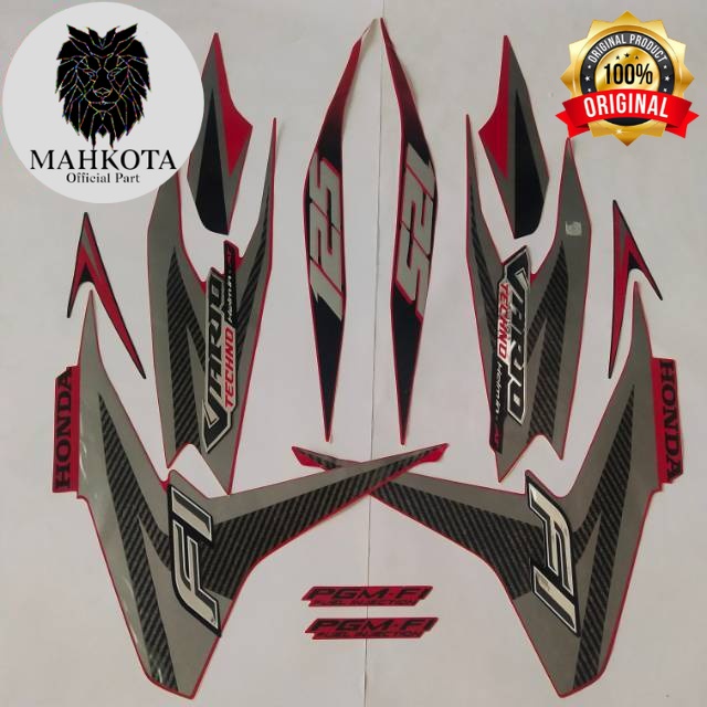 Original Asli Striping Stiker Polet list motor honda vario 125 techno old 2013 merah list body stand