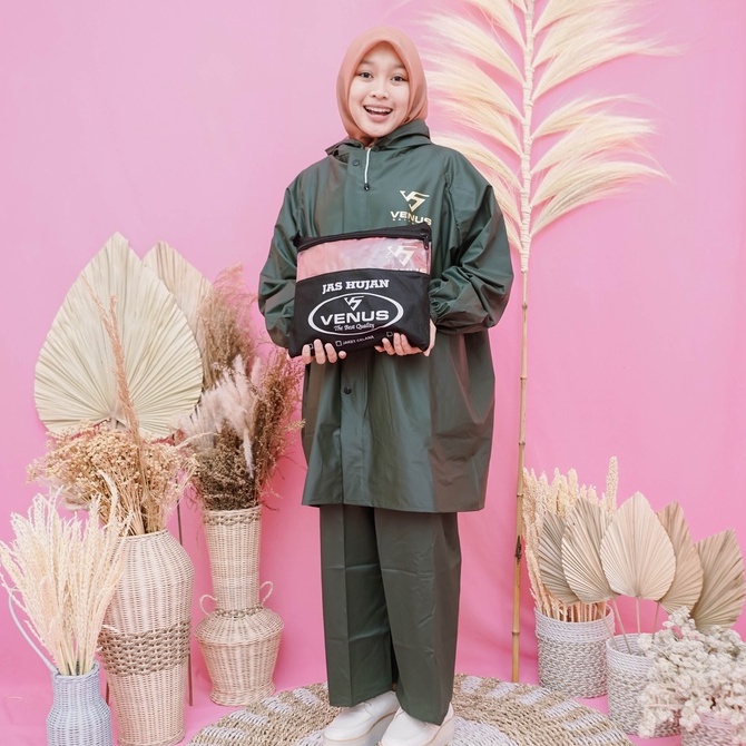 Jas Hujan Mantel Pria dan Wanita Anti Rembes Bahan PVC Tebal 0,25 Kuat dan Awet