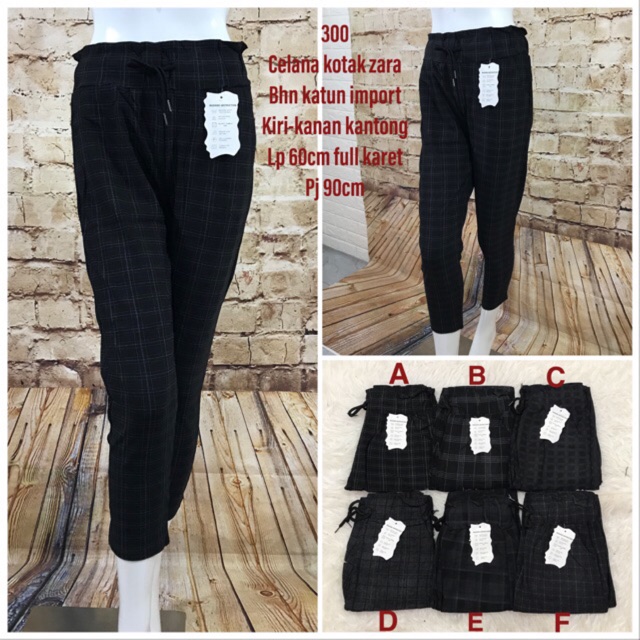 Acc300 celana kotak zara  hitam import Shopee Indonesia