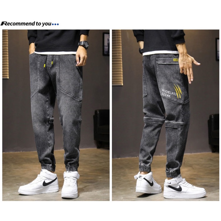 CELANA JEANS PRIA FASHION,CELANA JEANS HITAM,CELANA NORMAL STYLE,2022 TERBARU CELANA HIP-HOP