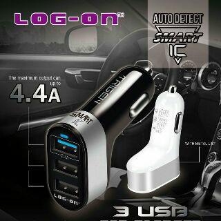 CHARGER MOBIL - SAVER MOBIL - CAR CHARGER LOG ON TRIGEN 3USB 4.4A