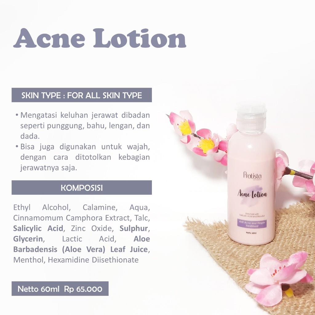 Pratista Acne Lotion - Penghilang Jerawat Punggung dan Badan - Penghilang Komedo,Jerawat,bruntus