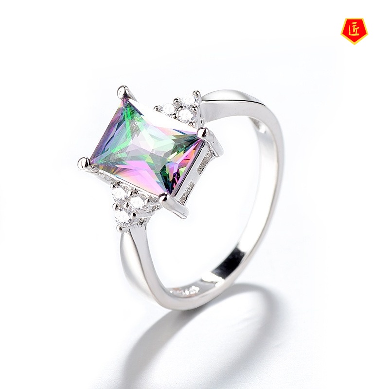 [Ready Stock]Creative Personality Inlaid Colored Gem Ring