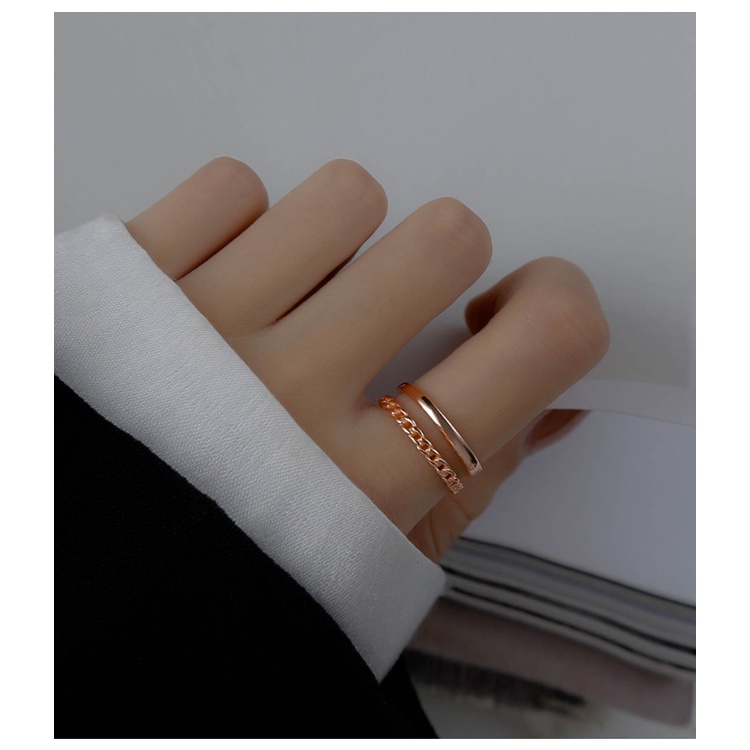 Korean Double-layer Parallel Opening Adjustable Ring Female Ins Simple Personality Simple Ring Female Fashion Jewelry Accessories Gift