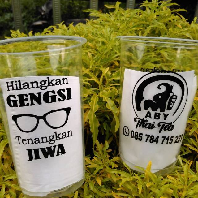 Gelas cup plastik sablon 18oz ketebalan 8gram starindo minimal order 250pcs