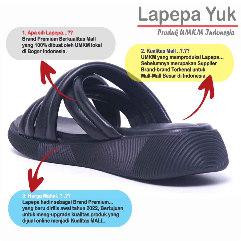 LAPEPA YUK - Sandal Wanita Wedges TARA ALL COLOR Sendal Cewek Platform Kondangan Hak Tinggi 3cm Model Silang 3 Size 36 37 38 39 40 41 Pergi Jalan Casual Santai Rumah Slop Warna Hitam Selop Premium Original Kekinian Terbaru Shoes ORI Mall Official Store