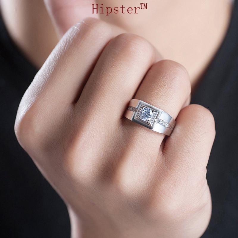 Best-Selling Exaggerated Domineering Elegant Gold Inlaid Square Diamond Adjustable Ring