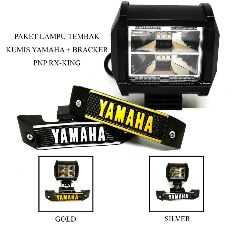 Lampu depan LED 6 LED 12 plus set kumis RX king hitam gold RX king RX spesial Bandung style